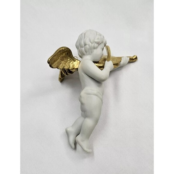 THE HERALDING ANGELS Bisque Porcelain Ornament Angel With A Violin Franklin Mint - Picture 1 of 3